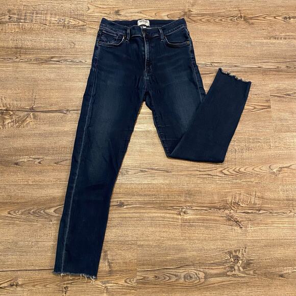 AGOLDE Women's size 27 Dark Wash Frayed Ankle Zipper Fly Skinny Jeans - Picture 1 of 7